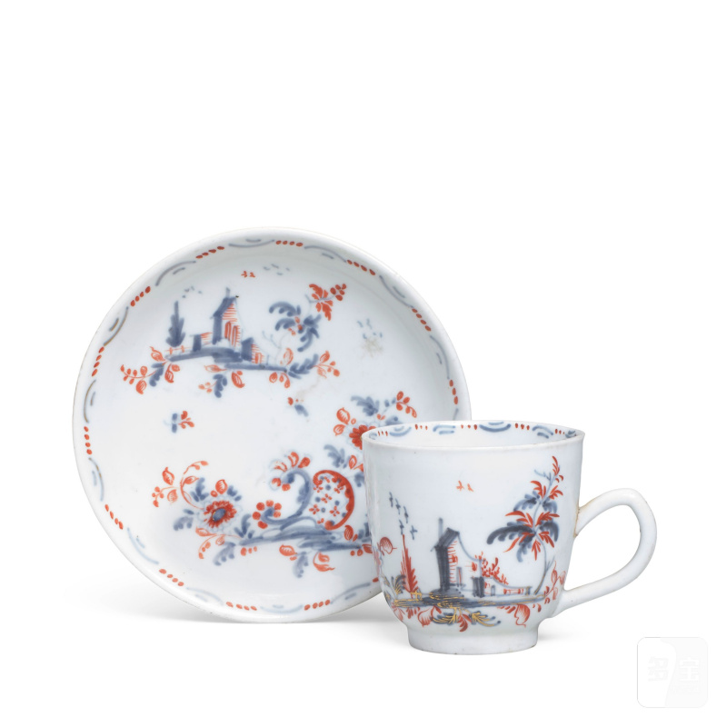 A Cozzi cup and saucer, circa 1775